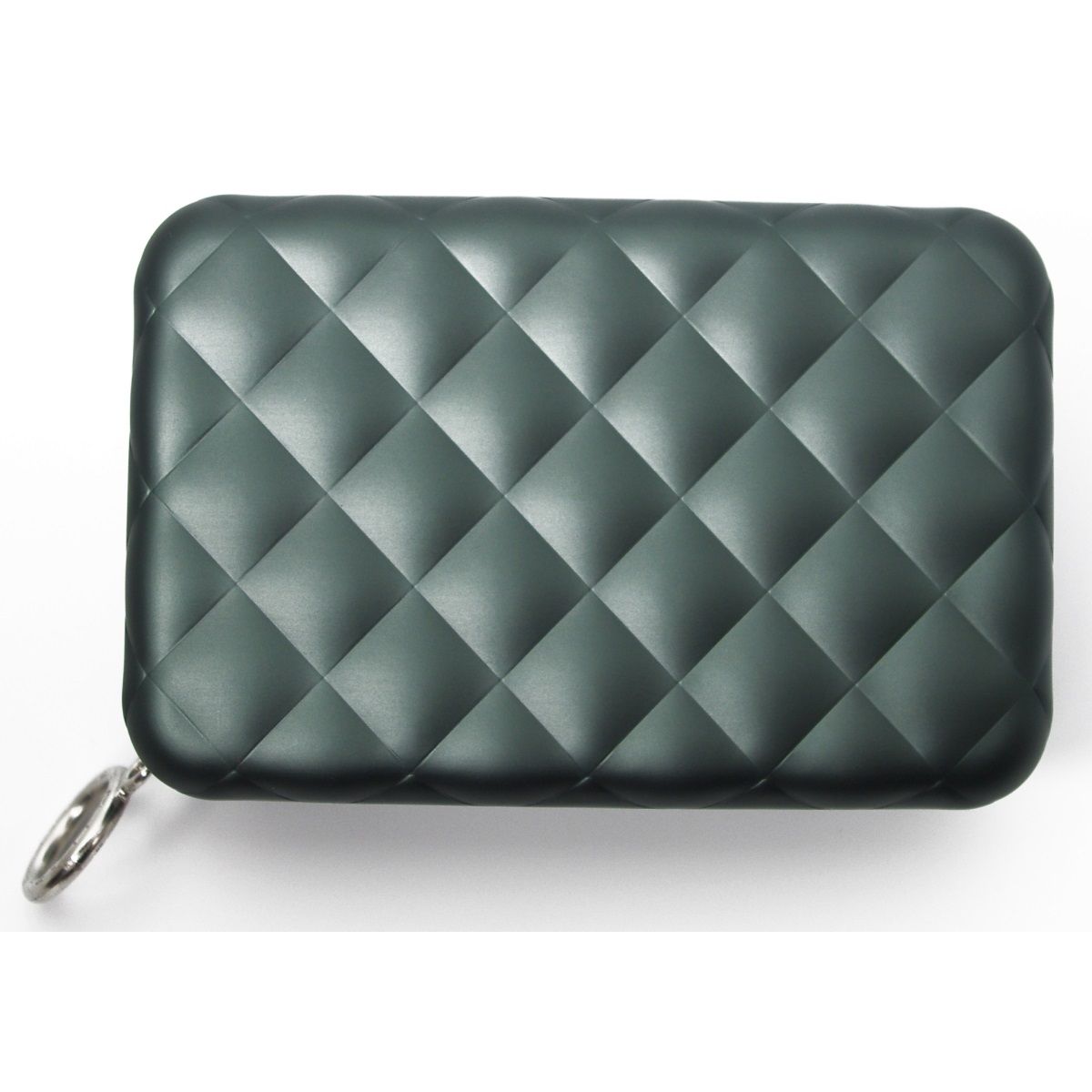 OGON Aluminum Wallet Quilted Zipper - Platinium